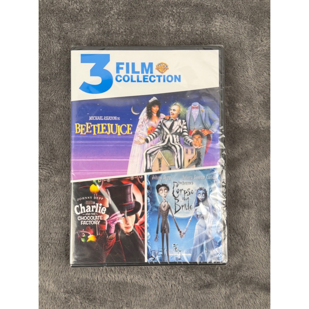 Warner Bros 3 Film Collection Beetlejuice Corpse Bride Charlie Halloween NEW